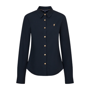 【100%棉】POLOWALK女装2025秋季新品女式长袖翻领修身轻薄衬衣女