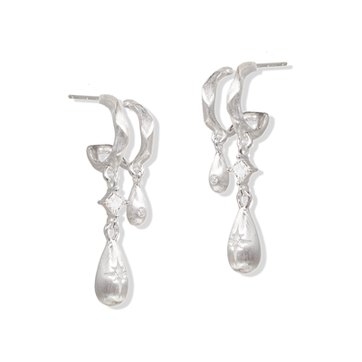 【浪姐同款 】ASTRALIS·隐星｜拉丝双层水滴耳钉通勤独特耳环女