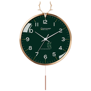 康巴丝挂钟客厅摇摆钟表简约北欧时尚现代时钟挂表挂墙创意石英钟