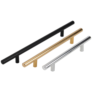 顶耐极简衣柜门橱柜拉手柜子浴室柜金属把手黑色长条T型金色手柄
