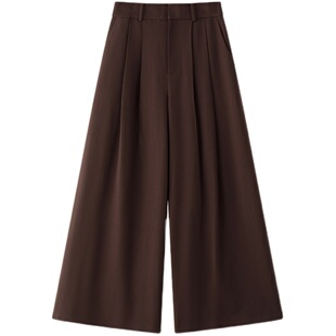 TEASEL「罗伊斯湖畔」露珠羊毛肌理塔克褶立裁高腰气质阔腿长裤