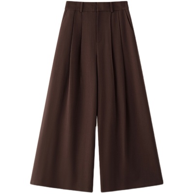 露珠羊毛肌理立裁高腰阔腿长裤