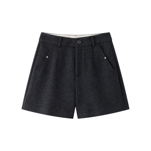 【通勤格律】CHICJOJO灰色休闲裤女25冬新款宽松时尚三分毛呢靴裤