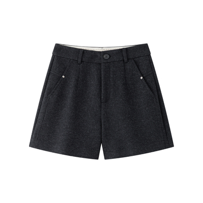 CHICJOJO直筒休闲毛呢短裤靴裤