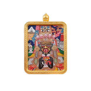 小唐卡吊坠西藏热贡手绘收藏级真品普贤大黑天扎基拉姆黄财绿度母