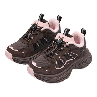 百丽童鞋女童运动鞋加绒保暖棉鞋儿童老爹鞋中大童冬季户外登山鞋