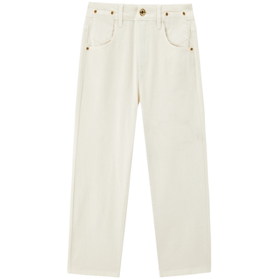 太平鸟凉感薄荷九分烟管喇叭裤女