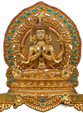 四臂观音佛像密宗纯铜供奉尼泊尔
