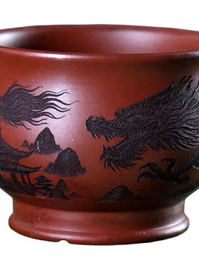 『带脚山水小杯盆』宜兴原矿紫泥手工微型盆景掌中宝 姑苏芳华