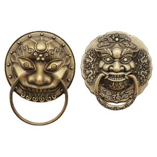 新中式纯铜门环兽头虎头拉环中老式门狮子头复古仿古把手拉环拉手