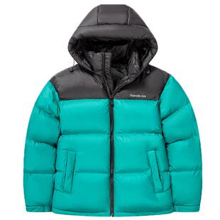 鸭鸭羽绒服男士2025冬季新款连帽短款时尚潮流拼色加厚保暖外套L