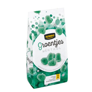 现货荷兰Jumbo Groentjes天然清凉绿色薄荷糖软糖强劲特浓清凉糖