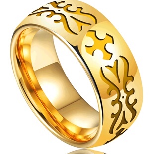 飒雅戒指男士钛钢镀黄金高级感霸气时尚复古潮男配饰单身指环个性