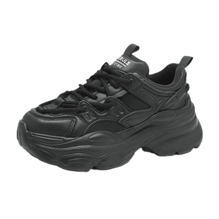 大东厚底老爹鞋女款2025新款秋冬季黑色女生鞋子增高鞋运动休闲鞋