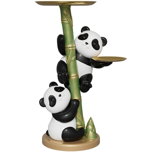 轻奢熊猫摆件创意客厅大型落地收纳沙发电视柜高级感乔迁新居礼品