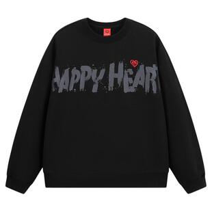 查尔斯桃心情侣卫衣男女款休闲宽松内搭纯棉涂鸦字母无帽圆领长袖