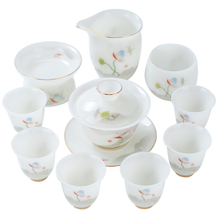 冰种璞玉白瓷功夫茶具家用办公接待高档轻奢茶壶茶杯套装乔迁礼品