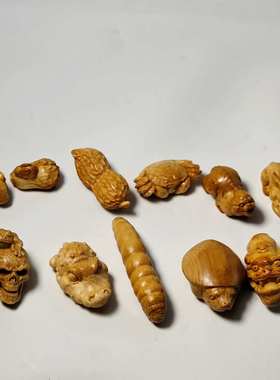 竹根雕百态手把件文房案头雅玩挂件吊坠配饰三通配件实心竹