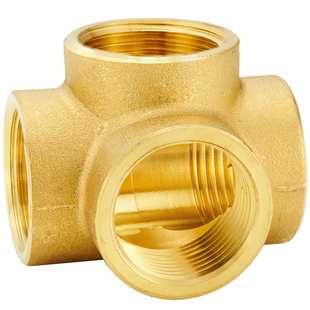 黄铜加厚四通立体十字内丝外丝直接水管直通自来水燃气配件4分6分