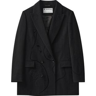 【播奥莱】播商场同款刺绣印花休闲西服女秋新宽松外套BDR3XD1843