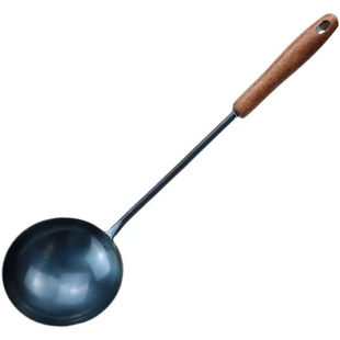 章丘老式家用不沾蛋饺勺大铁勺炒菜铁勺做蛋饺的勺子热油勺蛋饺勺