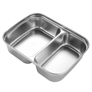 316不锈钢儿童学生成人分格餐盘 上班族两格三格带盖加深吃饭餐盘