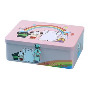 带锁铁盒斑纹羊和小黑鱼桌面收纳盒手机钥匙隐私储物盒儿童百宝箱