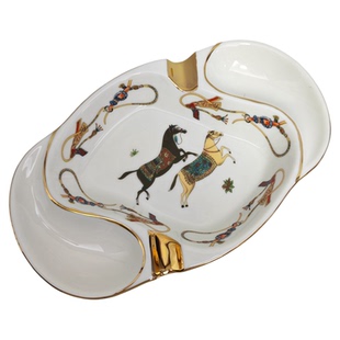 包邮欧式时尚客厅陶瓷雪茄烟缸两用两斗架烟斗家居奢华摆件装饰品