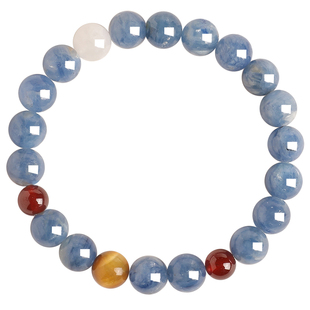 普陀山蓝晶石手串女天然水晶虎眼石转运珠情绪稳定石榴石手链礼物