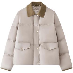 Marc O'Polo/MOP25冬季新款轻盈白鹅绒翻领环保材质短款羽绒服女