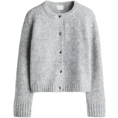 HM女装针织衫2025年新款时尚miu系开衫纽扣设计开衫打底衫1270053