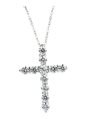 D色莫桑石十字架吊坠项链