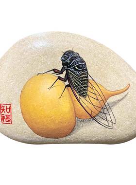 石头摆件现代办公室手绘