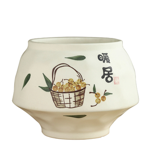 奶油风简约陶瓷花盆轻奢大号高级感家用桌面兰花蝴蝶兰专用流泉枫