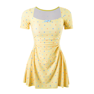 【云岫初阳】青春活力少女格子范分体泳衣女保守裙式显瘦2025新款