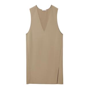 OVV秋冬热卖女装时尚深V领简约优雅羊毛背心连衣裙
