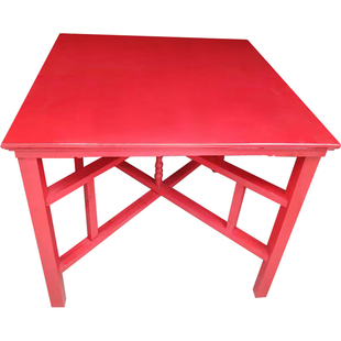 大红仿古可拆卸折叠八仙桌农村中式供桌实木拜拜桌子酒席方