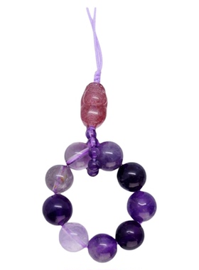 招财九紫离火运天然紫水晶手机链钥匙扣多宝转运貔貅聚财2025新款