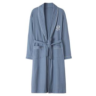 2025年睡袍男士睡衣浴袍春秋季纯棉长袖家居服长款薄款加大码浴衣