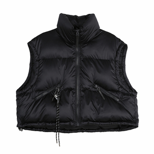 云上生活【暖呼呼】立领廓形短款90白鸭绒羽绒马甲背心女2025冬季