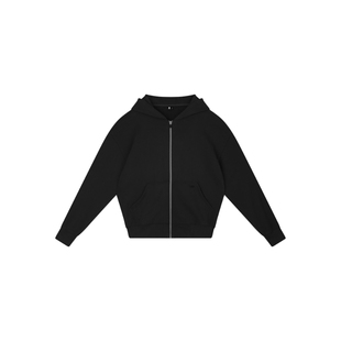 Oneup黑色连帽拉链外套休闲秋冬保暖宽松运动重磅卫衣帽衫男女款