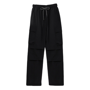 男士黑色羽绒裤男款2025新款抽绳裤子冬季加厚保暖工装伞兵滑雪裤