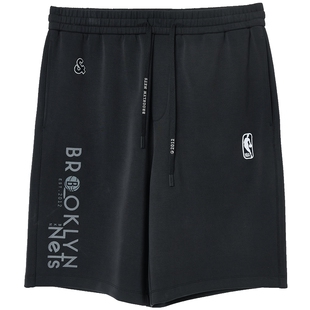 杰克琼斯男装NBA联名款秋季新款布鲁克林篮网队植绒字母休闲短裤