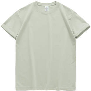 纯棉重磅男士短袖t恤纯色夏季全棉打底衫半袖100%新疆长绒棉白色