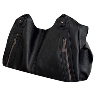 YUEN高级感原宿复古单肩斜挎腋下托特暗黑系港风挎包皮质男女背包