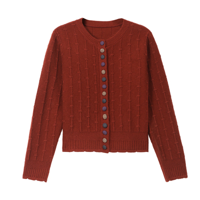 恒源祥100%纯羊毛衫短款毛衣外套