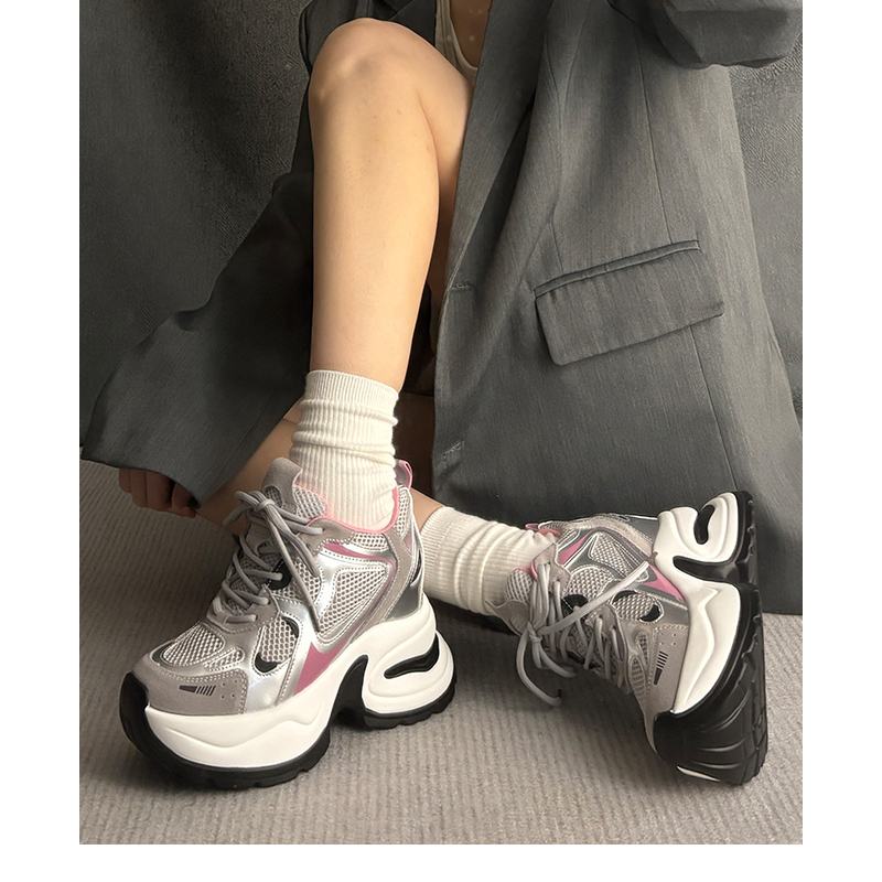 厚底矮子乐老爹鞋女2025春季隐形内增高13cm小个子运动鞋子ins潮