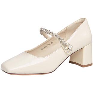 戈美其商场同款高跟鞋女配裙子2025新款粗跟玛丽珍女鞋通勤单鞋子