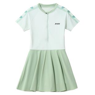 特步儿童泳衣女童连体裙式2026年新款中大童泡温泉女孩分体游泳装