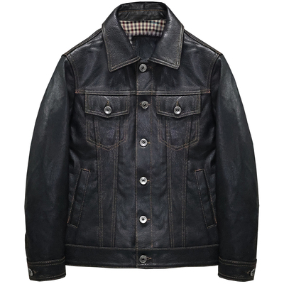 男女士头层山羊真皮皮衣牛仔夹克